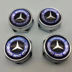 4PCS For Mercedes-Benz License Plate Frame Screw Bolt Cap Cover Screw Bolts Nuts