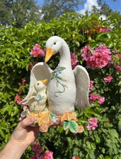 Fitz and Floyd Garden Rhapsody Mother Goose with Gosling Figurine