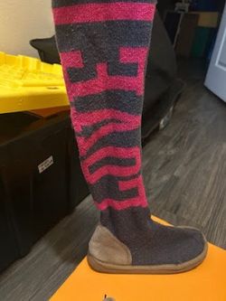 Victoria Secret Pink Vintage Tall Knit Sock Boot with Suede Sole