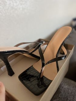 Black Crocodile Print Heels