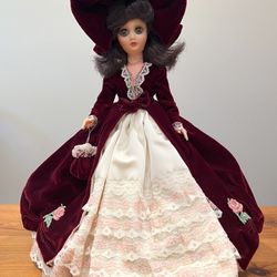 Vintage Original Lady Anne Doll Burgundy Maroon Velvet Dress - Exquisite   Measurements approximately 18h x 16w  This is my personal doll. She’s never