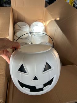 White Halloween Pumpkin Pail Buckets
