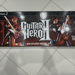 PS2 PlayStation 2 Guitar Hero 2 Game, Guitar And Stickers