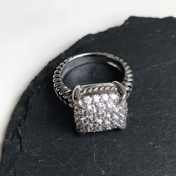 David Yurman Wheaton® Ring in Sterling Silver with Pavé Diamonds size7