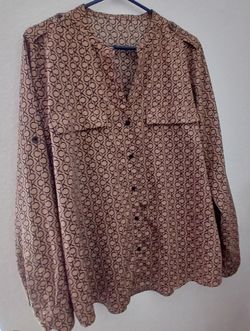 Calvin Klein Women's Long Sleeve Allover Logo Blouse (Size L-XL)New Without Tags $7 Pick up Mckinney