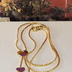 1751, SUENIA ZURICH 14K GP TRIPLE HEART NECKLACE , 7.5"IN 
