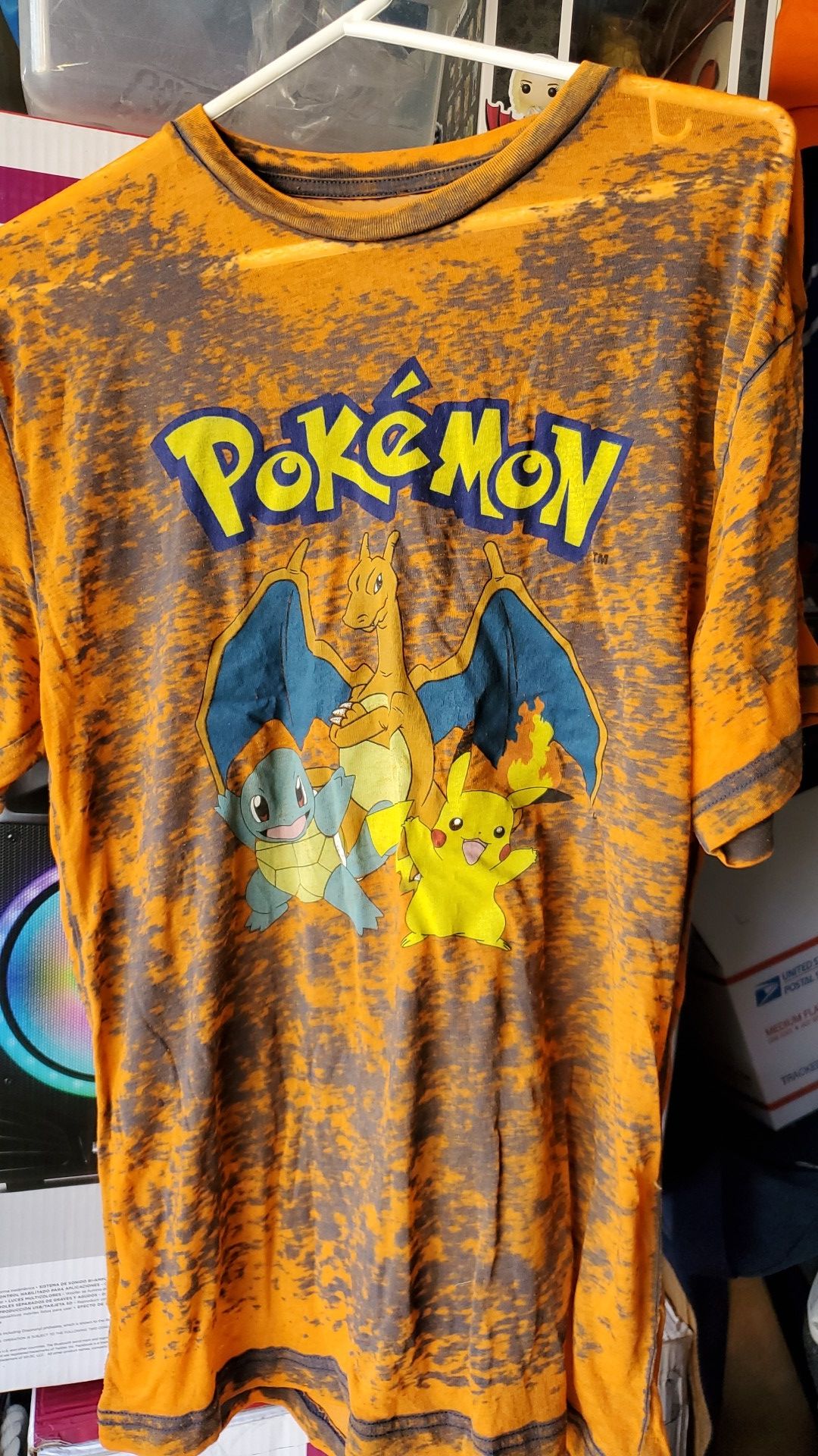 HARD TO FIND Official POKEMON vintage t-shirt orange burnout style PIKACHU CHARIZARD size medium men for $20