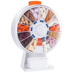 NEW*👉🏻 Daviky Desktop Pill Dispenser Daily Large Pull Box Organizer Wall Pointed 14 Day (Silver Lake)