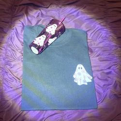 Halloween Custom Ghost & Bats Cup + Matching Ghost Shirt 