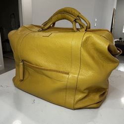 Large Tote Duffle Yellow leather authentic bag made in Italy travel  