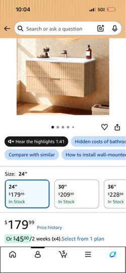 Wall-Mounted Bathroom Vanity with Sink, 24"