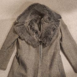 Wool Coat With Removable Fur 
