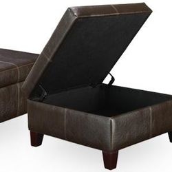 Dorel Living Faux Leather Square Storage Ottoman, Black
