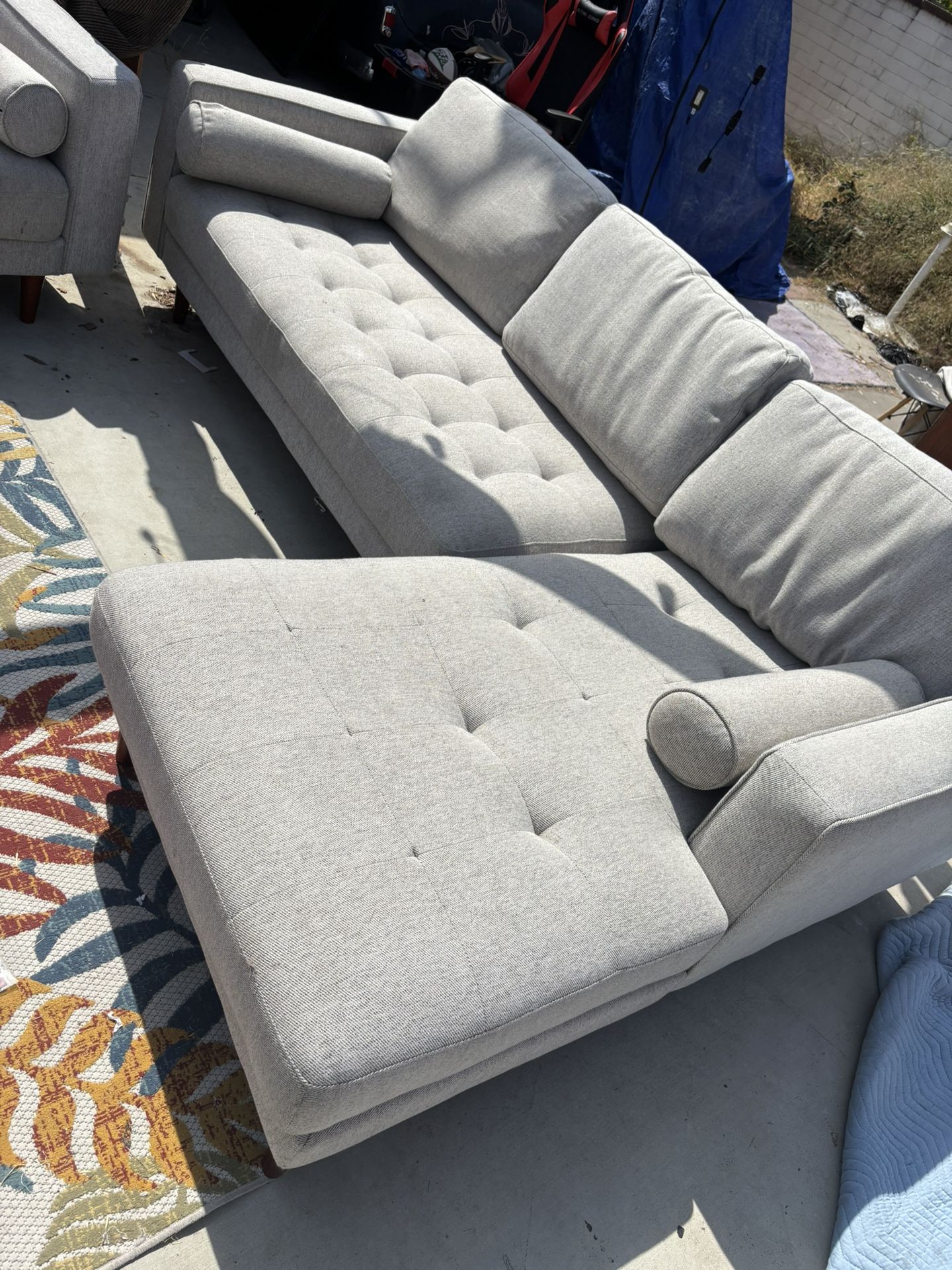 Gray L Sectional Sofa Couch