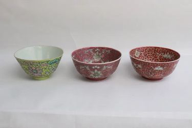 3 Vintage Chinese Porcelain Bowls