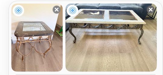 Iron marble and glass tables