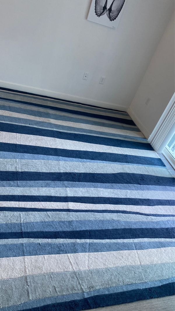 Blue white and grey striped rug 121 x 95 for Sale in Revere, MA OfferUp
