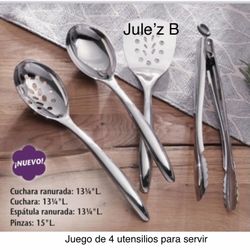 Princess House.  Juego De 4 Utensilios Para Servir Nuevos En Su Caja 
