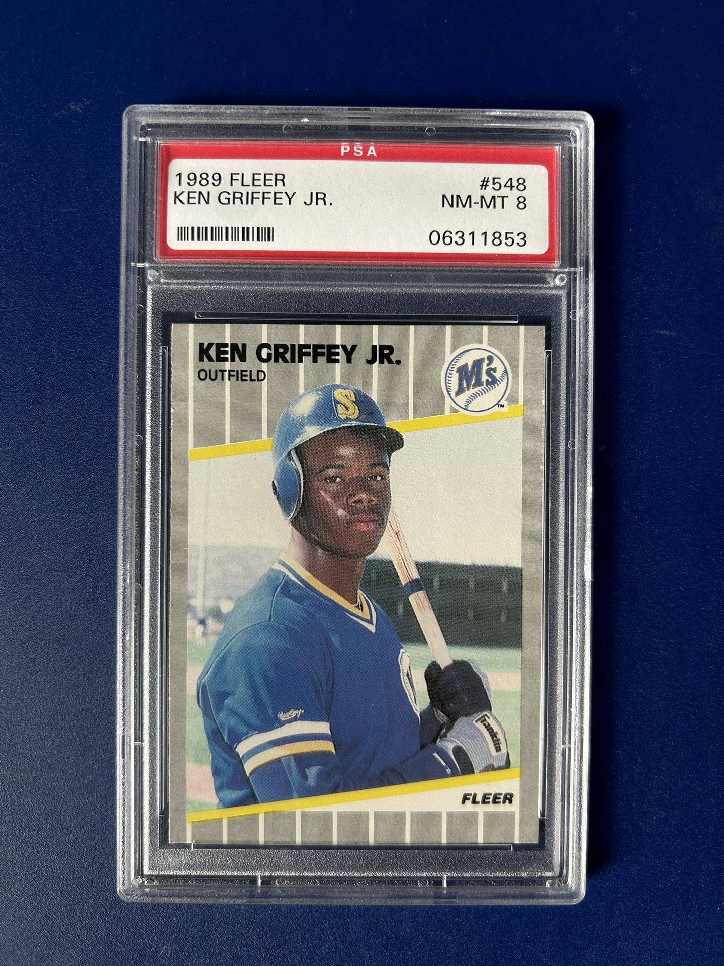 Ken Griffey Jr. Autographed Baseball Rookie Card 1989 Fleer # 548 (PSA)