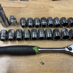 PITTSBURGH SAE & Metric Pass-go-Thru Socket Set, 21pc 62305, Tool