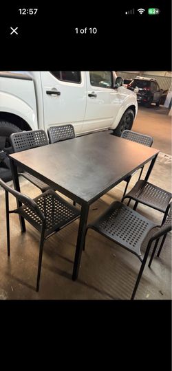 IKEA TÄRENDÖ Table and ADDE Chairs Black Dining Set with six chairs, metal frame 43 1/2 x 26 1/2 x 2