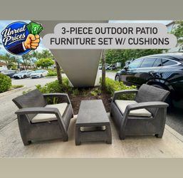 3-Piece Outdoor Patio Furniture Set w/ Cushions - Muebles de Patio