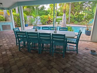 Plywood table and 10 chairs