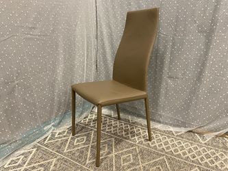 CATTELAN ITALIA Norma Couture High Back Chair in Greige Italian Leather