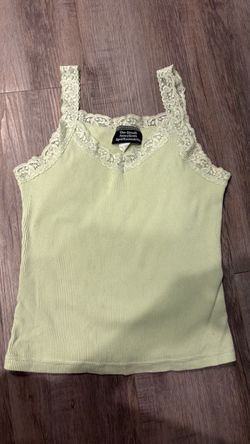 Vintage Y2K Great American Sportswear Sage Green Ribbed Lace Cami