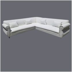 BRAND NEW 9x9ft SECTIONAL SOFA SET. WHITE LEATHER, Dakota Camel. CUSTOM MADE AVAILABLE
