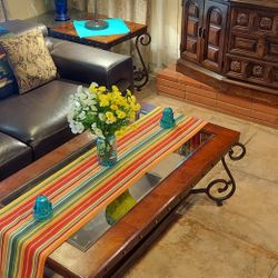 Wood/Metal Coffee  And End Table Set
