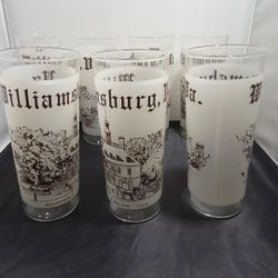 Vintage Williamsburg VA Glass Tumbler Governor’s Palace Brown Frosted Lot Of 7