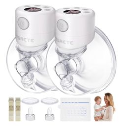 TSRETE Breast Pump, Double Wearable Breast Pump, Electric Hands-Free Breast Pumps with 2 Modes, 9 Levels, LCD Display, Memory Function Rechargeable Do