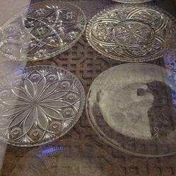 7 Vintage Glass Serving Platters