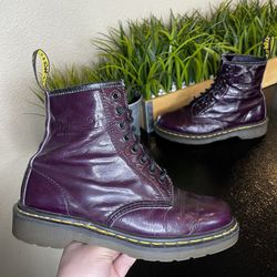 Dr. Martens Leather Purple Combat Boots 