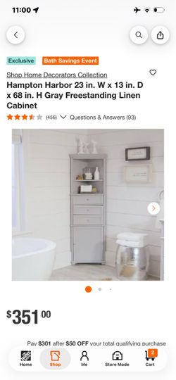 Hampton Harbor Gray Freestanding Linen Cabinet