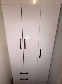 ✨🧺 White Wardrobe Armoire Closet with Drawers