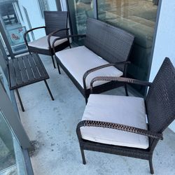 Outdoor Table + 4 Chairs with Cushions