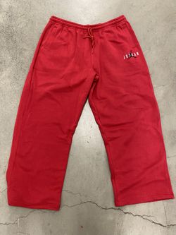 Jordan Brooklyn Oversize Stretch Red Black Sweat Pants IB9099-687 Men XL And XXL