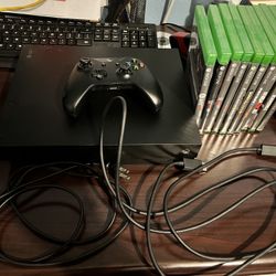 Xbox One X With Controller And 10 Games