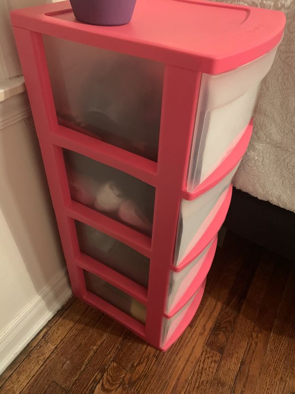 6 clear/hot pink plastic dresser for Sale in Buffalo, NY OfferUp