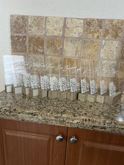 Acrylic Rectangular Table Numbers for tables 1-12. 