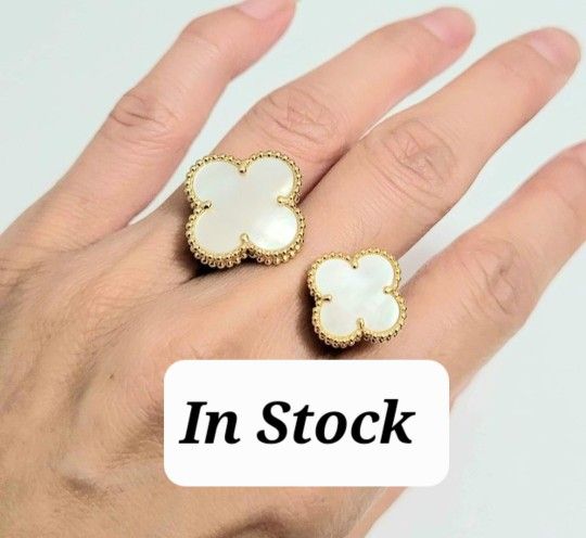 Gold With Pearls Floral Flower Cuff Between Fingers Ring Size 8 9 10