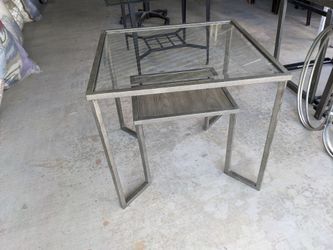 Glass Top Metal Frame End Table