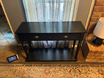 Dark brown woodConsole Table with Two Drawers