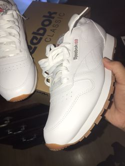 All white leather Reebok classics