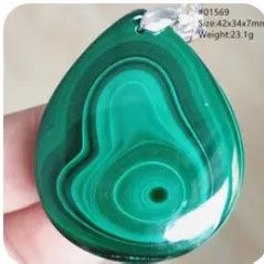 925 Sterling silver large malachite pendant necklace