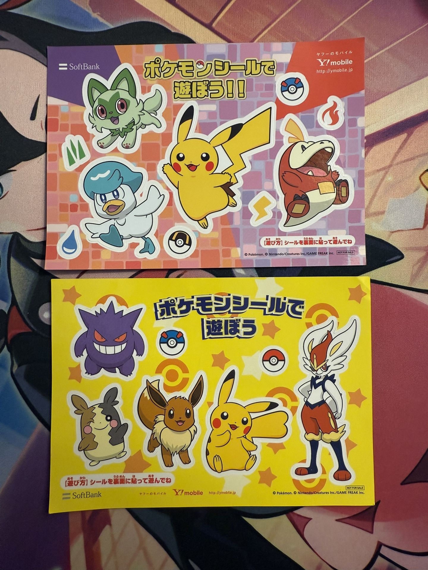 Pokemon Pikachu Gengar Eevee SoftBank Y! Mobile Promo Stickers Nintendo Japan