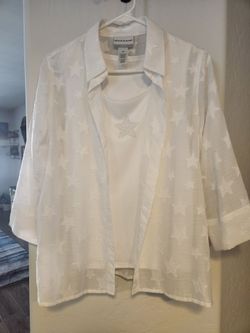 Alfred Dunner White Star Layered Top – Petite 10P ⭐