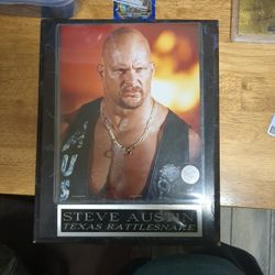 Steve Austin WWF Certified Picture And Plaque 